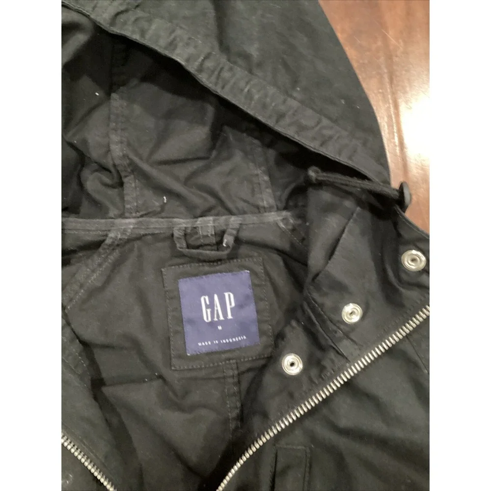 Gap Women's Jacket M Medium Black Full Zip Cotton Polyester Hooded